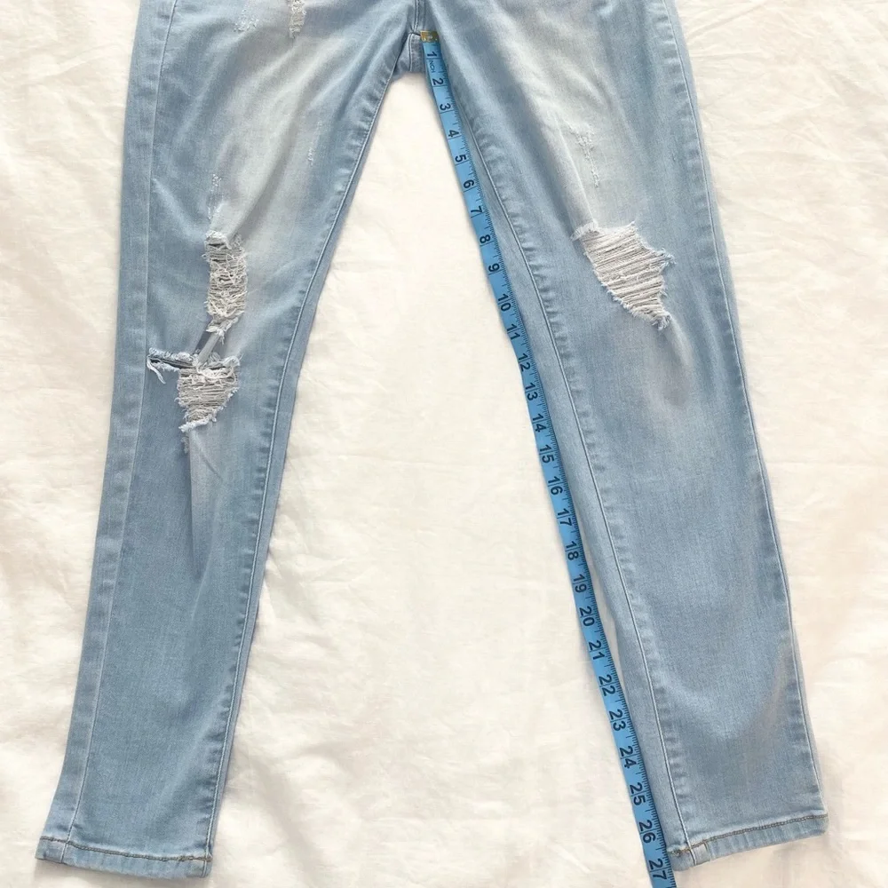 Wax Jeans Women's Juniors Ankle Length Skinny Leg Denim Overalls - Picture 15 of 15